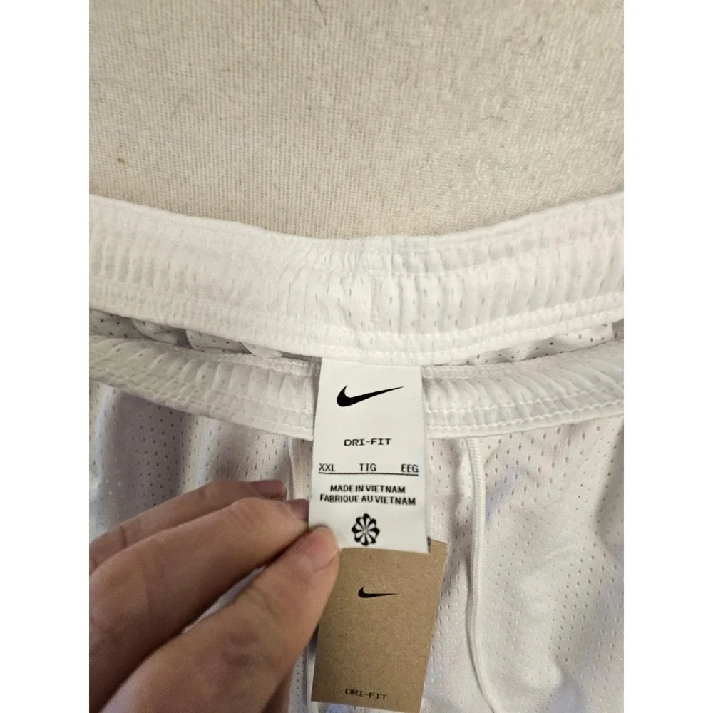 Nike Mens Dri-FIT‎ Mesh Basketball Shorts White XXL HV1880-100 Mid Thigh Length